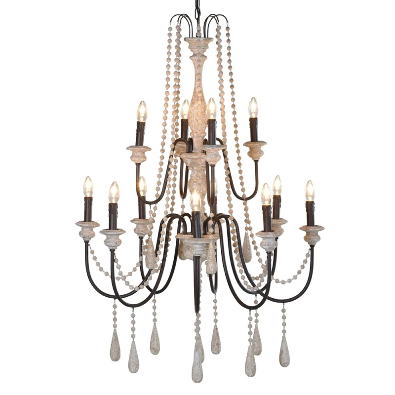 Albir wooden bead chandelier 12 arm