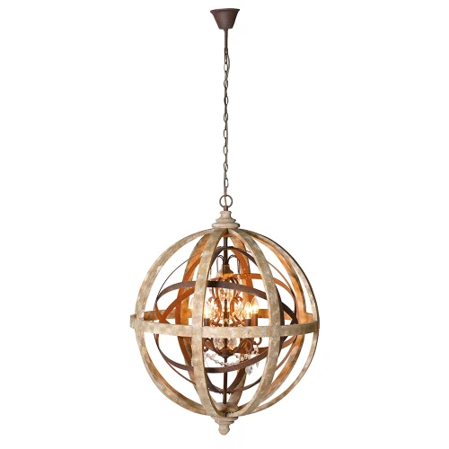 Metal Globe Chandelier 90 cm – Large Orb Chandelier with Crystal Drops