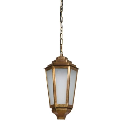Lantern Brass Pendant Light 51 cm – Brass Lantern with Frosted Glass Panels