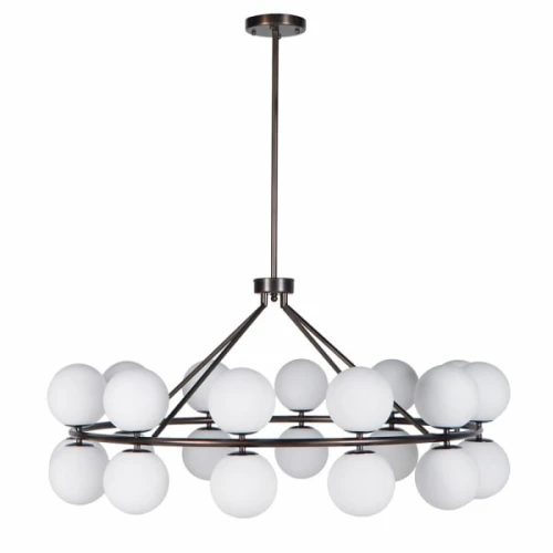 Brown Bubble Chandelier 115 cm – Large Brown Chandelier with 24 Opal Glass Globes
