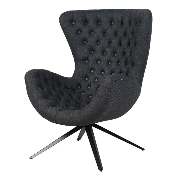 Boscobel charcoal buttoned wingback armchair 110 cm