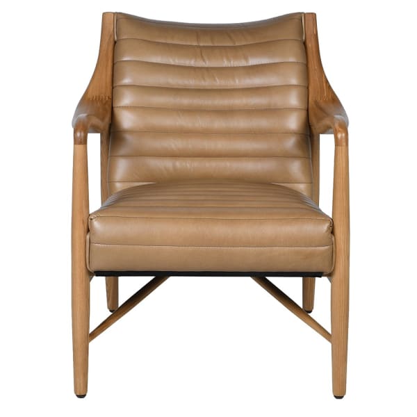 Cognac leather chair with ash wood frame