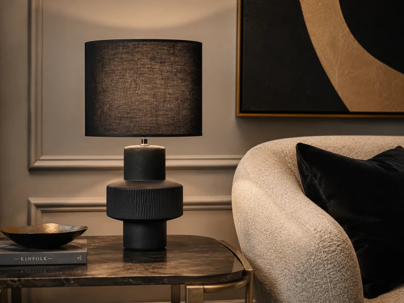 Mystic Black large table lamp with ceramic base