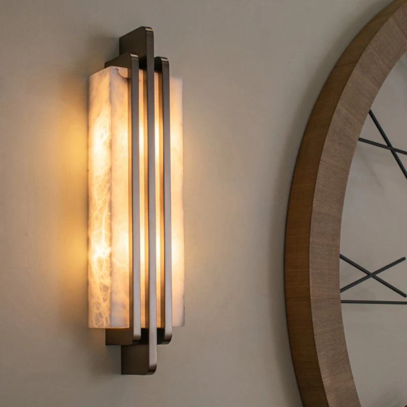 Llewellyn Bronze alabaster wall light 60 cm