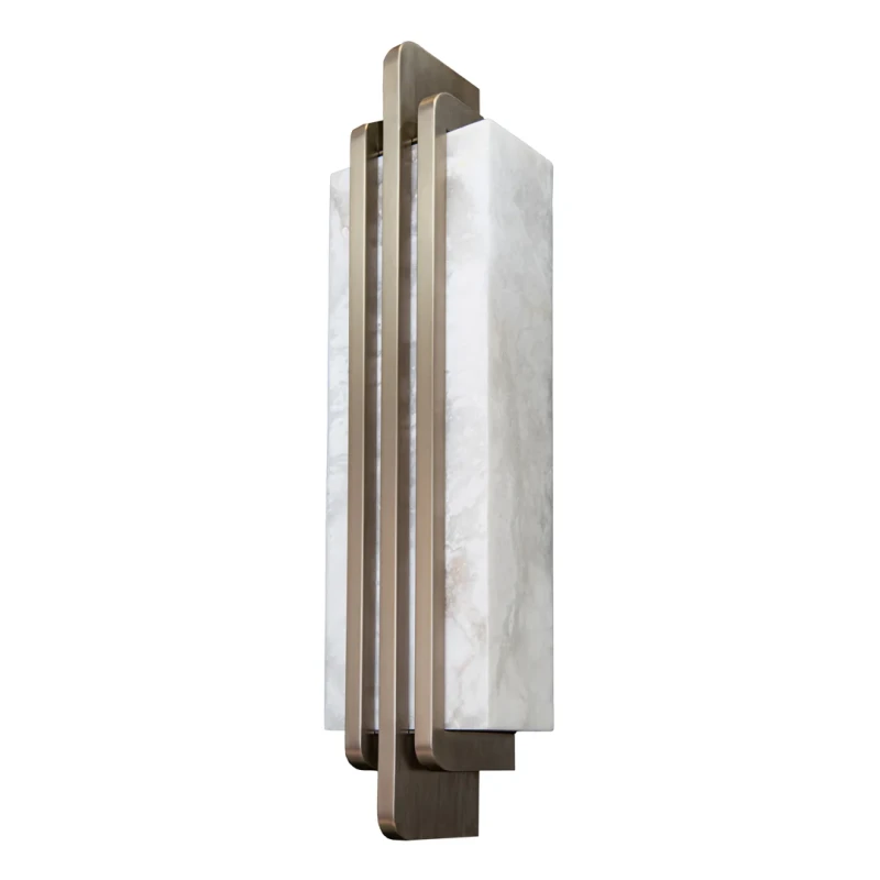 Alabaster wall light with brushed muted bronze frame