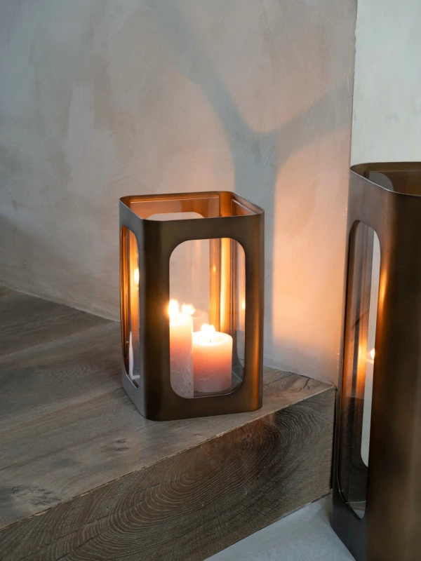 Kensington Gold Small Lantern 28.5 cm with glass panels