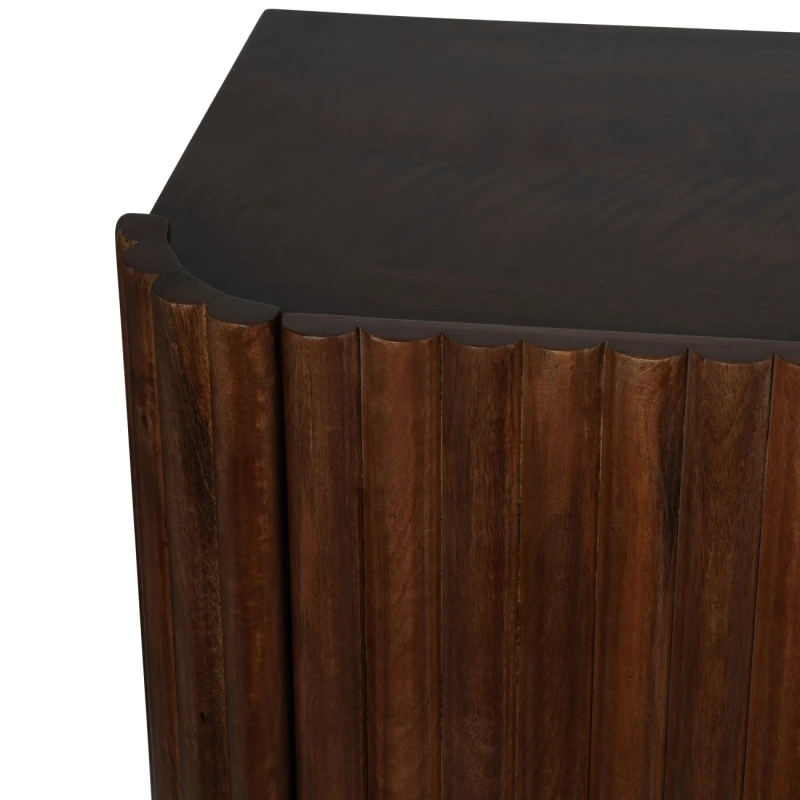 Wooden buffet cabinet with rounded vertical fluting