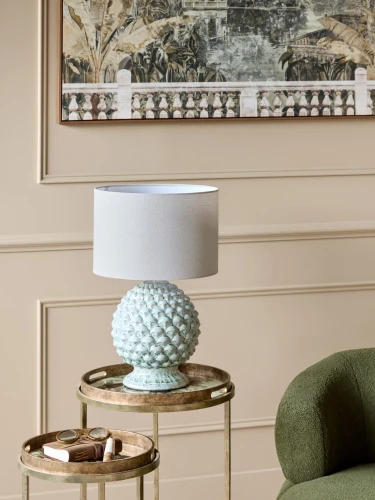 Arnos Ceramic Table Lamp 59 cm – Textured Pale Green Base and Light Shade