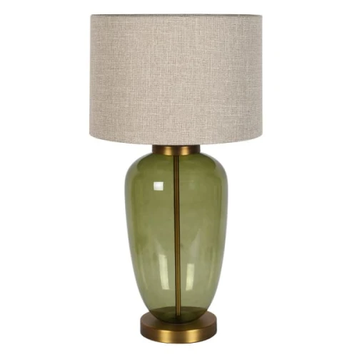 Glass Basil Table Lamp 75 cm – Olive Green Glass Base with Linen Shade