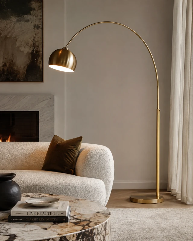 Willow Gold Arched Floor Lamp 205 cm iron