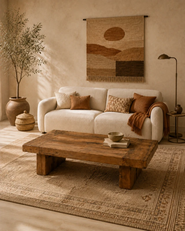 Large reclaimed oak coffee table for the living room
