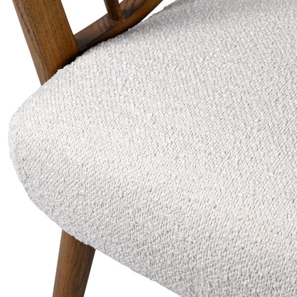 Lariat Bouclé Armchair with curved wooden arms