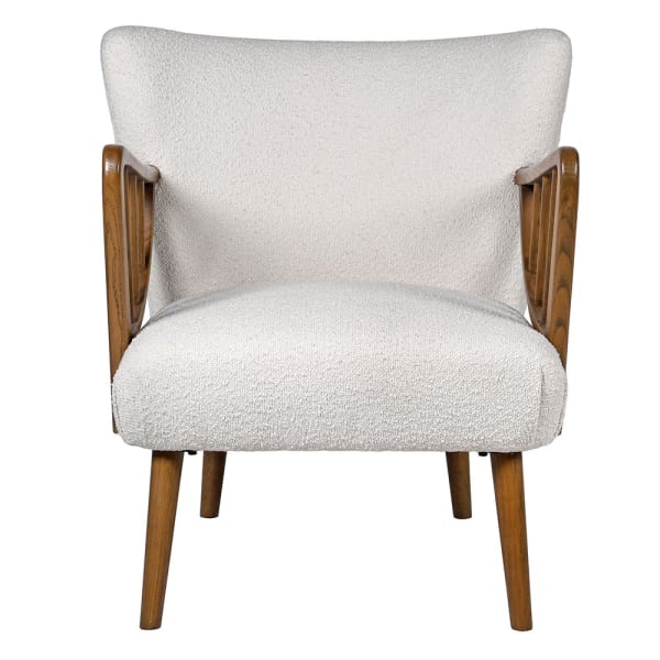 Lariat Bouclé Armchair with wooden frame
