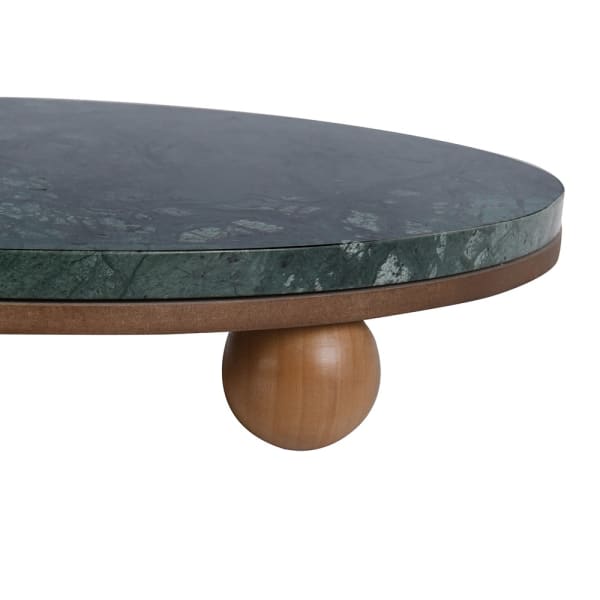 Green Marble Decorative Tray raised on rounded wooden feet