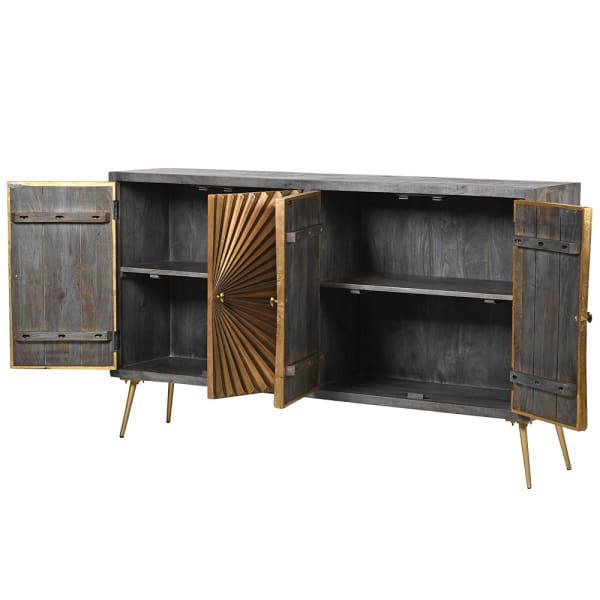 Open Sunburst sideboard with four doors and two adjustable shelves