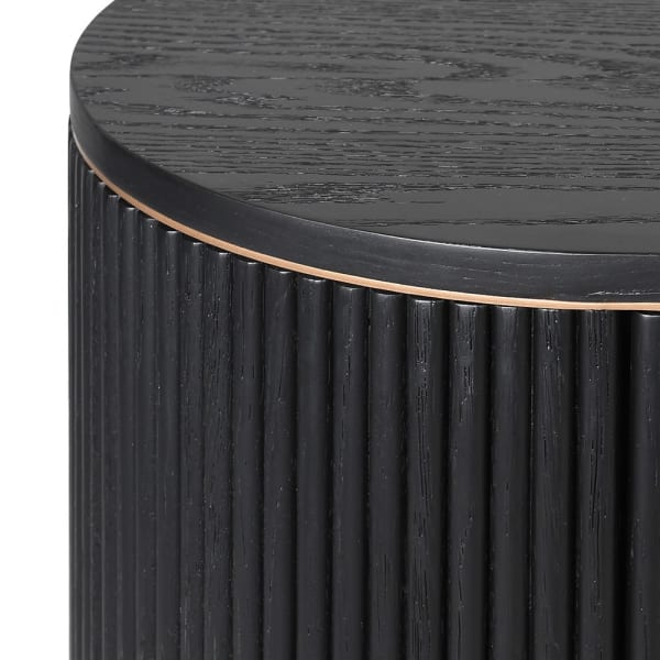 Close-up of the oak top and vertical ribbing on the Nero sideboard