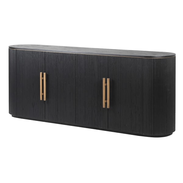 Nero Ribbed four-door sideboard with black fluted fronts