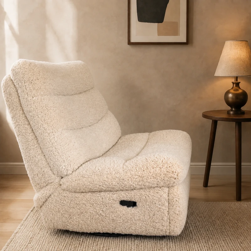 Kingham Cream Faux Sheepskin Recliner Chair