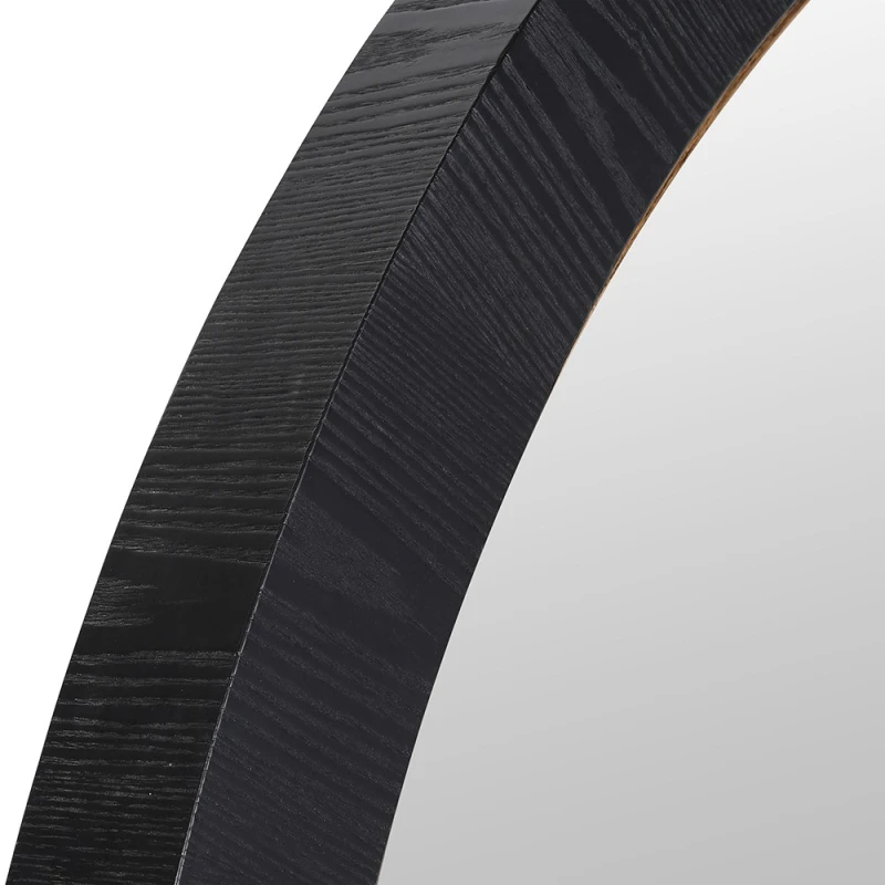 Close-up of the segmented black ash veneer frame on the Sloane mirror
