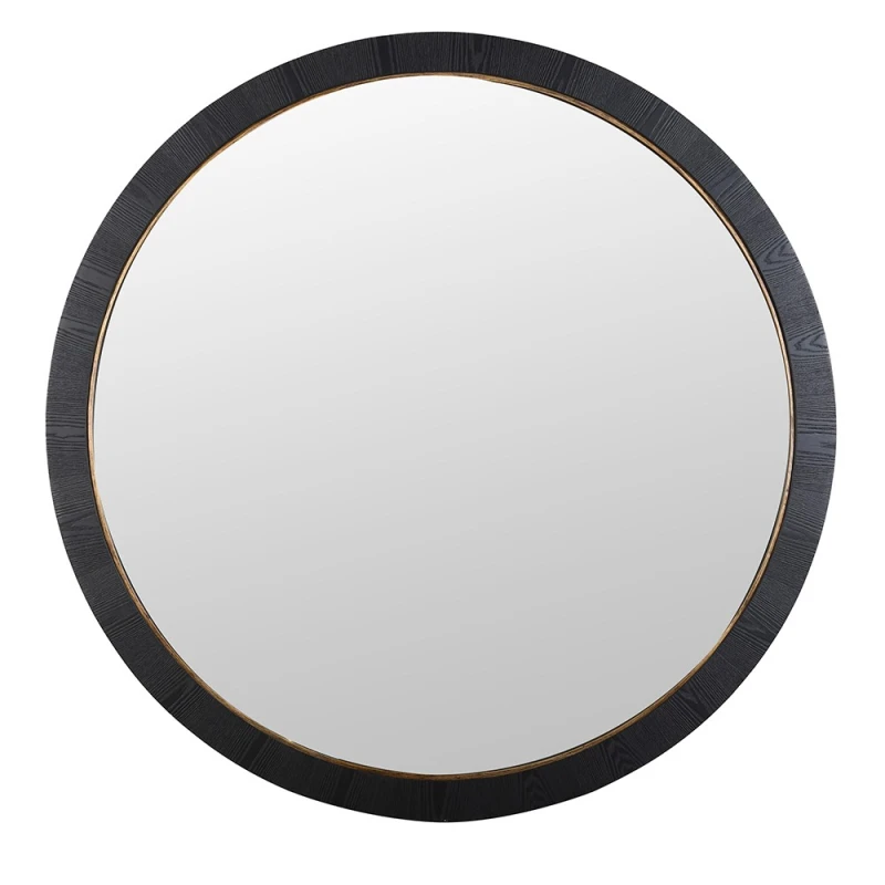 Sloane large round mirror 152 cm with black ash veneer frame