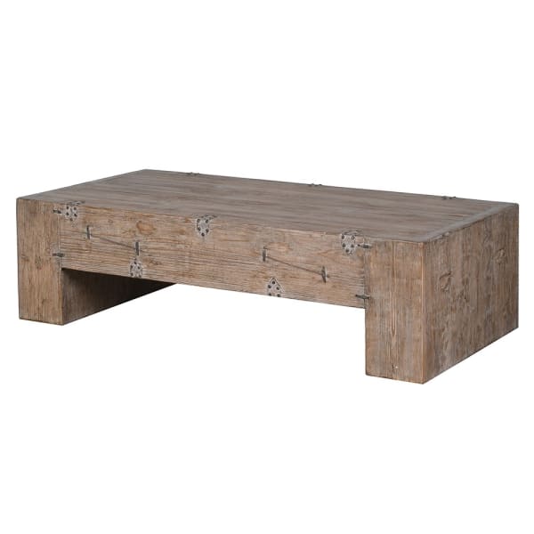 Tuscany reclaimed pine coffee table, 160 × 80cm, with aged metal fittings