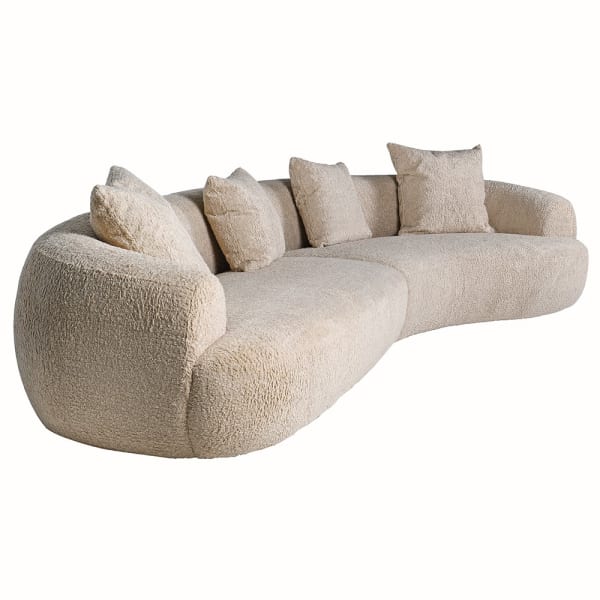 Large Ava bouclé sofa with rounded sides – angled view
