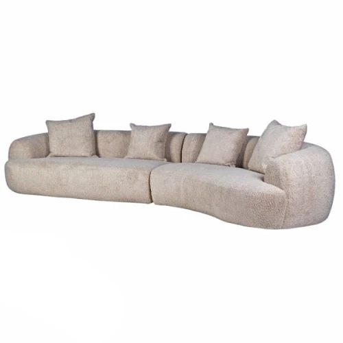 Ava Cream Bouclé Curved Sofa 382 cm