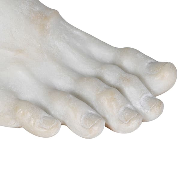 Close-up of the anatomical details on the Piede Light sculpture