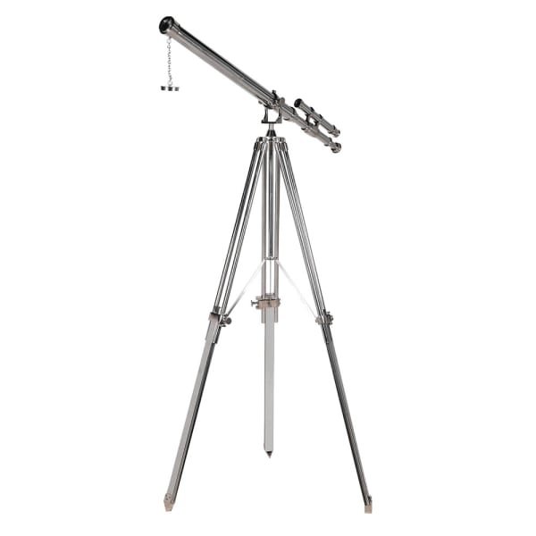 Greenwich silver decorative telescope on a metal tripod, 163cm