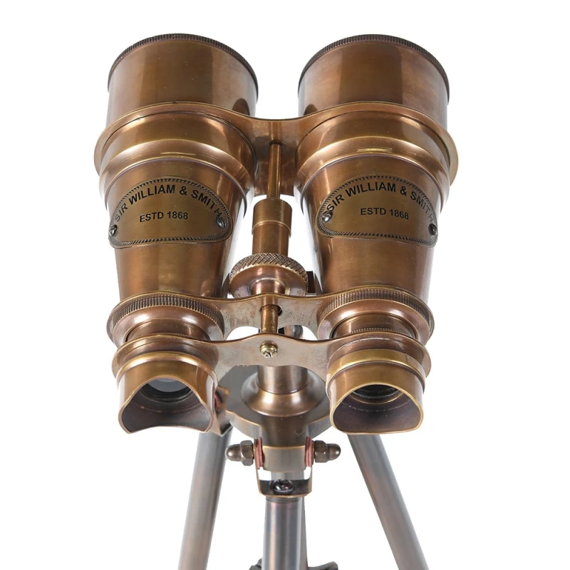 Close-up of the brass detailing on the Greenwich binoculars