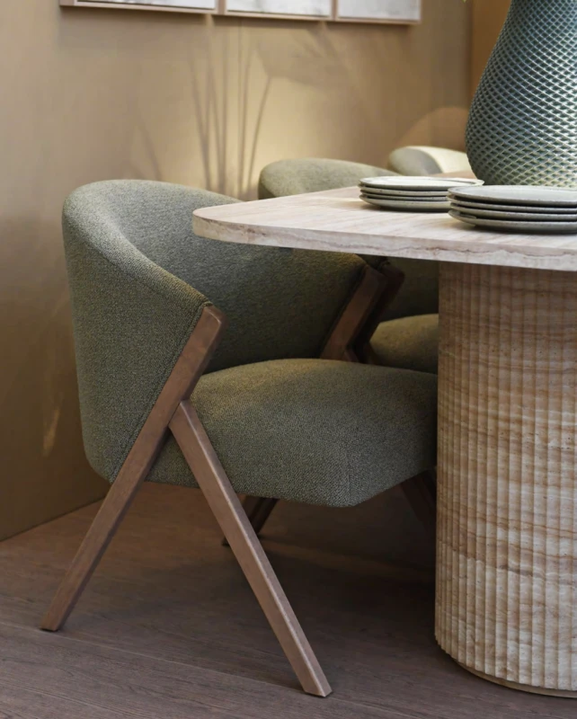 Belgrave Pistachio green upholstered dining chair with rubberwood frame