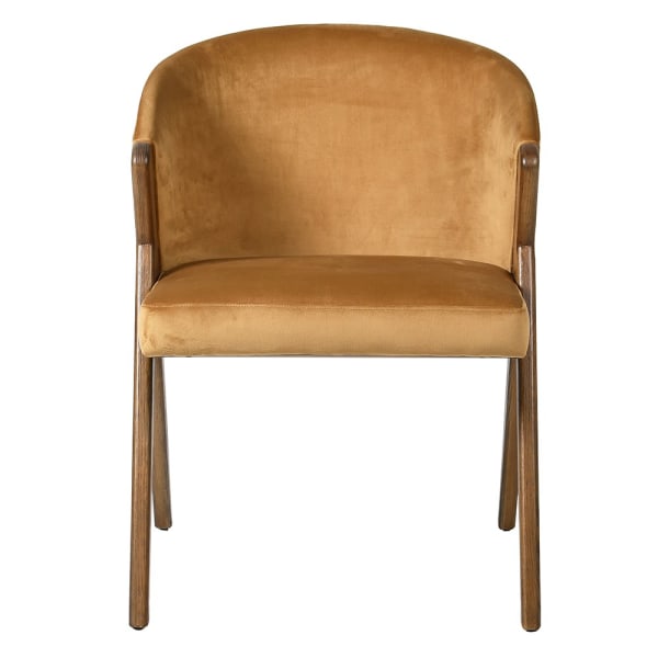 Gold velvet dining chair Belgrave front view