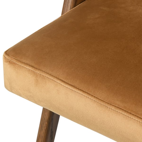 Gold velvet upholstery detail on Belgrave dining chair