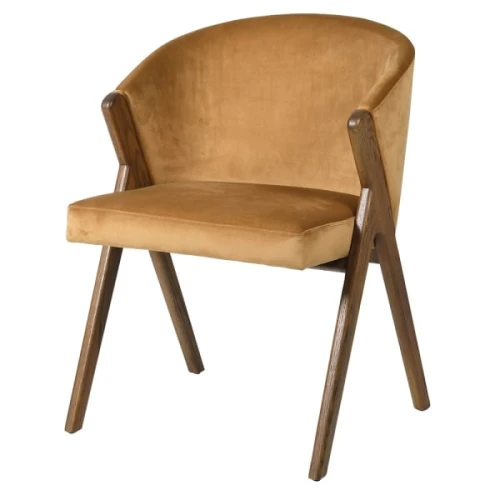 Belgrave Gold Velvet Dining Chair with Ash Wood Frame