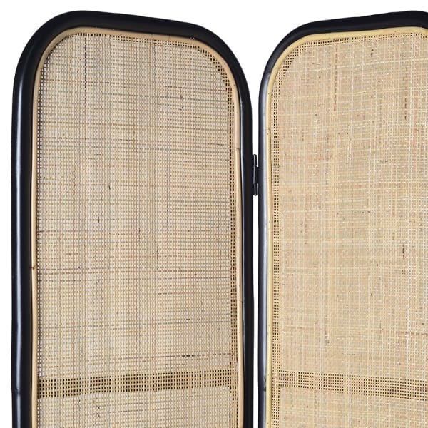 Toba three panel woven rattan screen