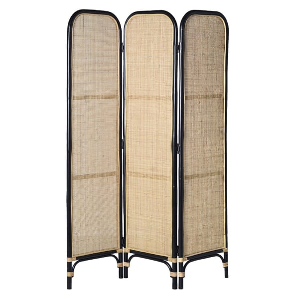 Toba black and natural rattan room divider