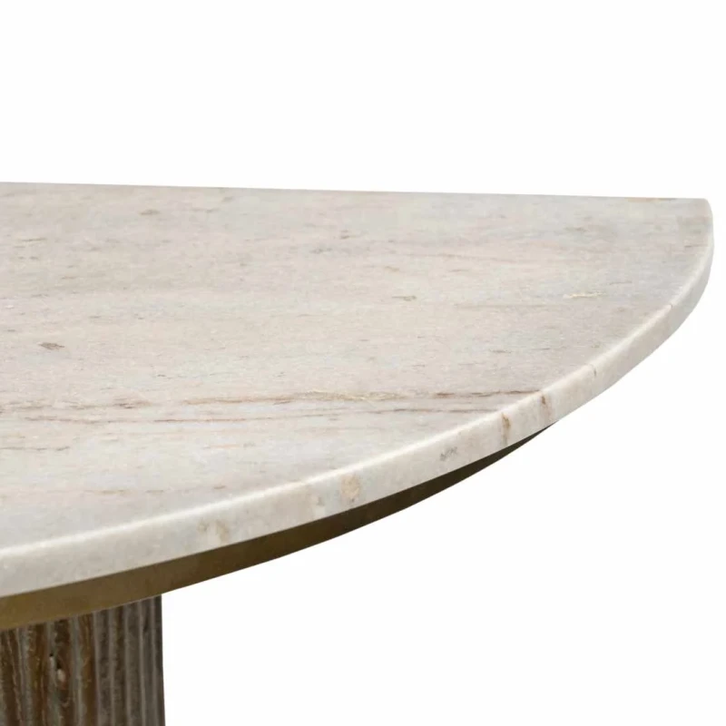 Natural marble top detail on Maigue console table