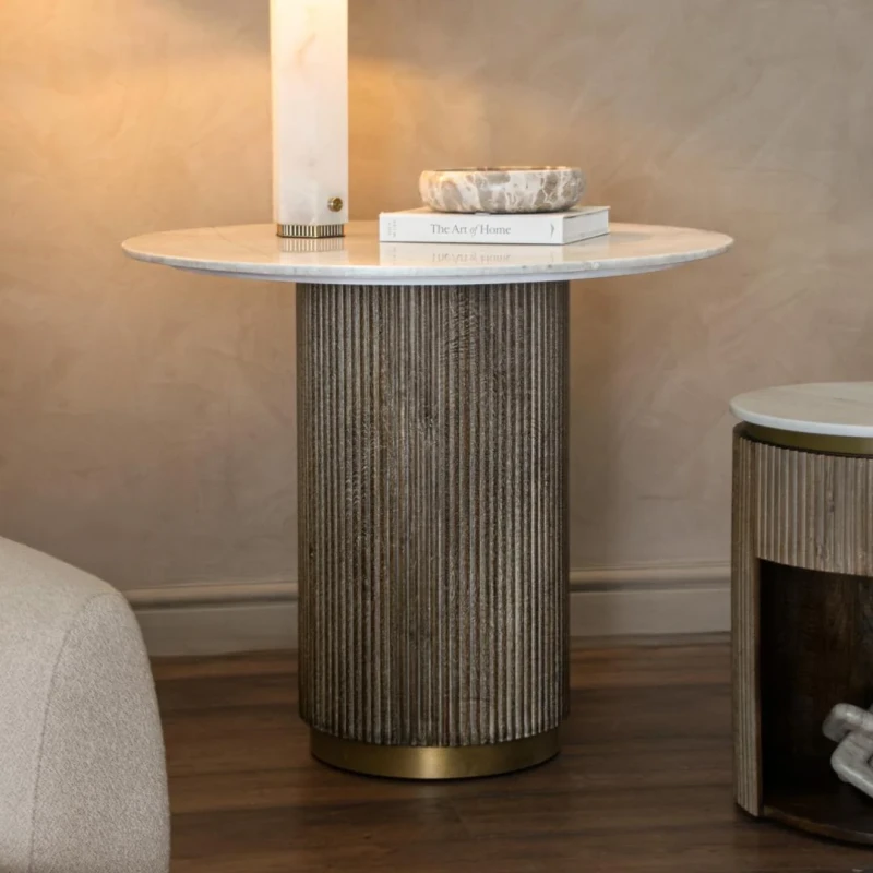 Luxury marble hallway console table with curved top