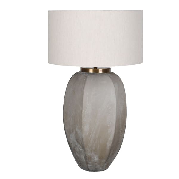 Potli hand-cut glass table lamp with linen shade