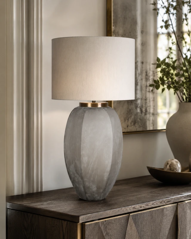 Large Potli glass table lamp 96.5 cm with brass detailing
