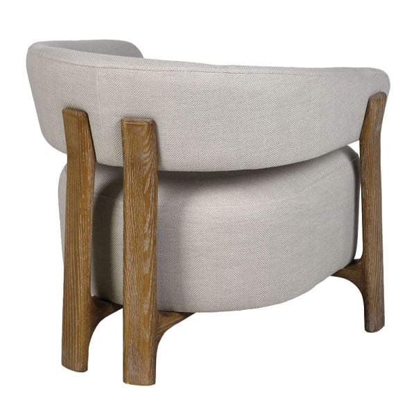 Light herringbone armchair with exposed ash wood frame