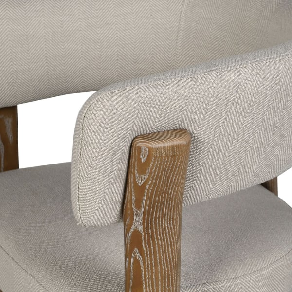 Close-up of herringbone upholstery on Altea armchair