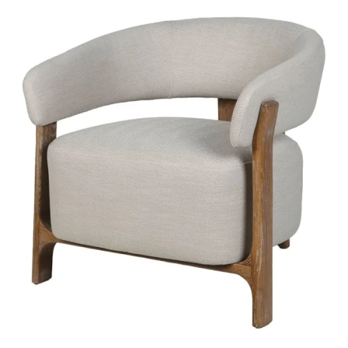Altea Herringbone Armchair 72 cm – Light Upholstery & Ash Wood Frame
