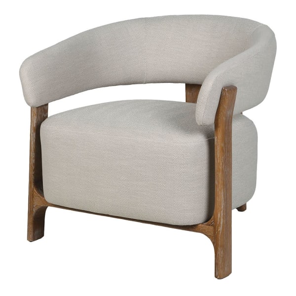 Altea Herringbone Armchair with light upholstery and ash wood frame