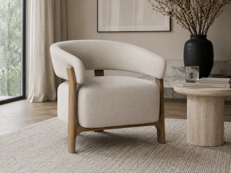 Altea 72 cm upholstered armchair with herringbone fabric
