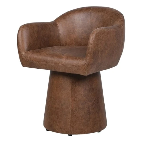 Chester Brown Faux Leather Dining Chair 60 cm with Arms