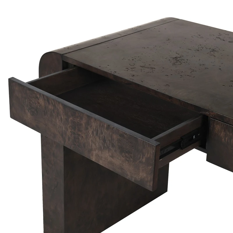 Portobello dark burl wood desk 138cm