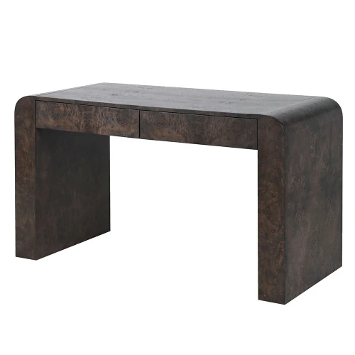 Portobello Dark Burl Wood Desk 138cm with Two Drawers