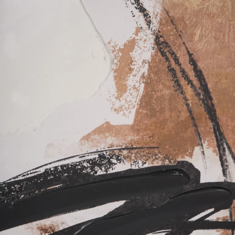 Finsbury abstract canvas wall art 140 x 100 cm in brown, black and neutral tones