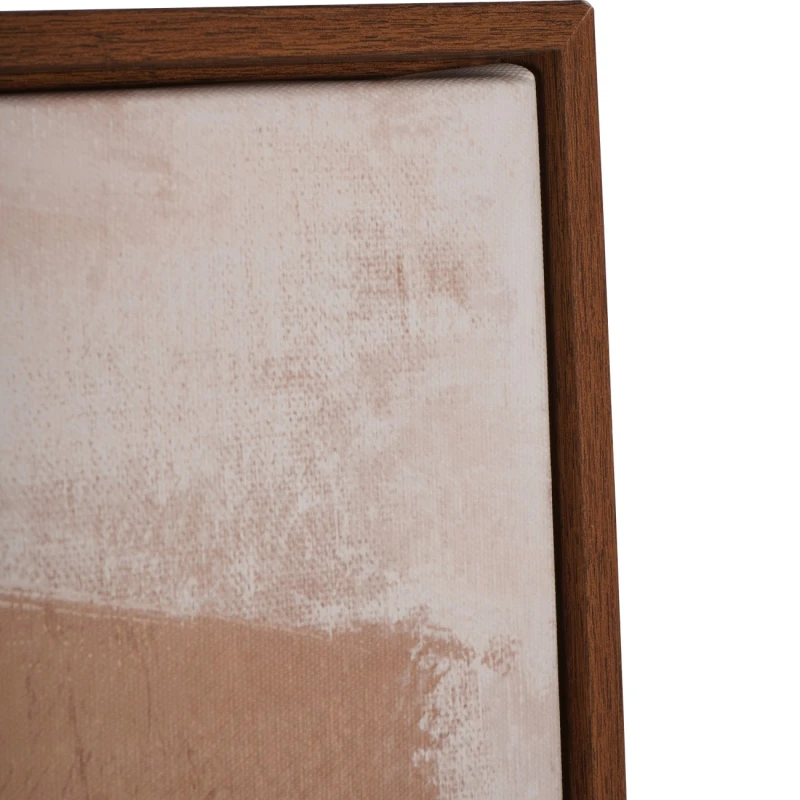 Close-up of hand-finished Finsbury canvas with black brushwork and warm brown texture